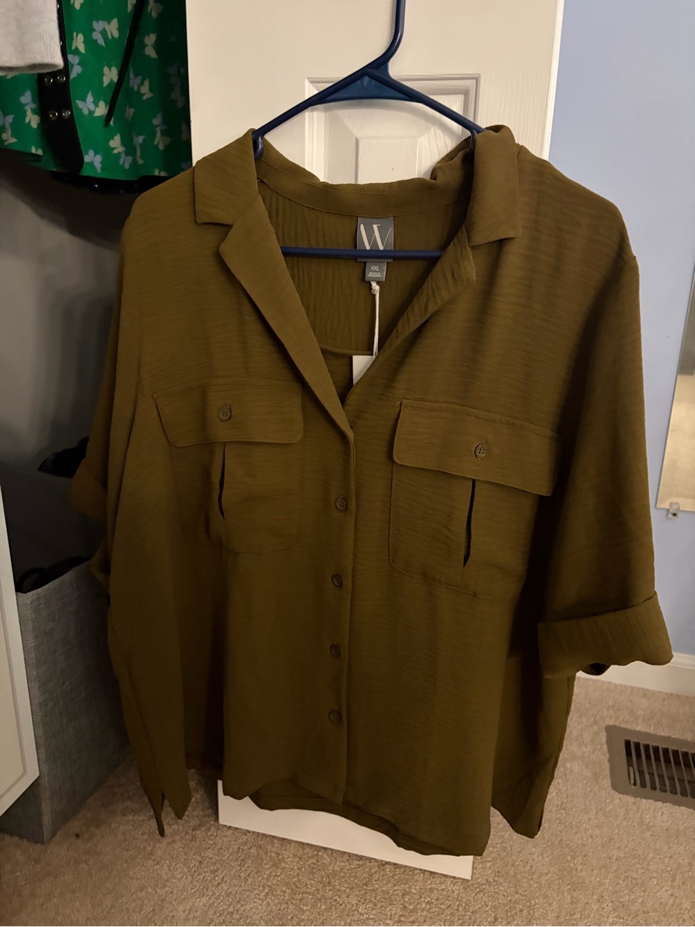 Worthington Olive Green Button-Down Utility Shirt